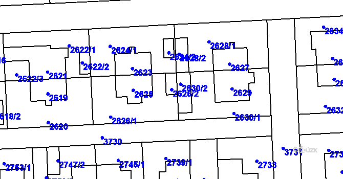 Parcela st. 2626/2 v KÚ Břevnov, Katastrální mapa
