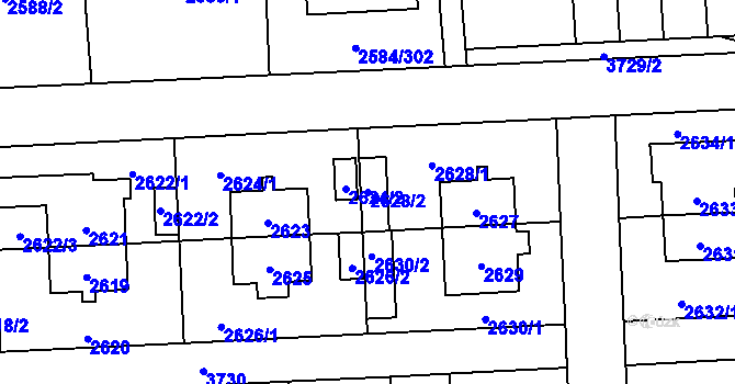 Parcela st. 2628/2 v KÚ Břevnov, Katastrální mapa