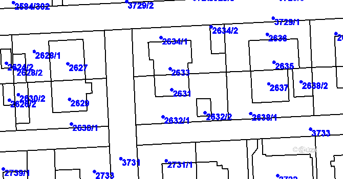 Parcela st. 2631 v KÚ Břevnov, Katastrální mapa