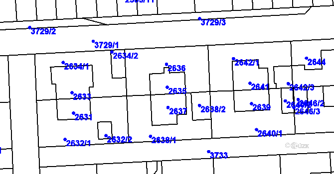 Parcela st. 2635 v KÚ Břevnov, Katastrální mapa