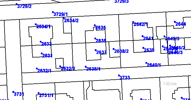 Parcela st. 2637 v KÚ Břevnov, Katastrální mapa