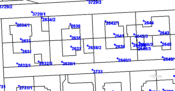 Parcela st. 2638/2 v KÚ Břevnov, Katastrální mapa