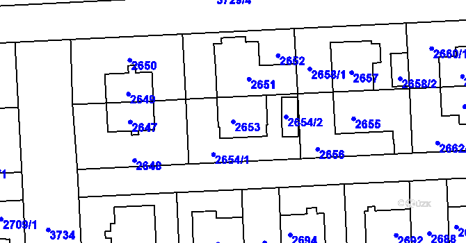 Parcela st. 2653 v KÚ Břevnov, Katastrální mapa