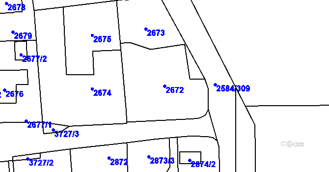 Parcela st. 2672 v KÚ Břevnov, Katastrální mapa