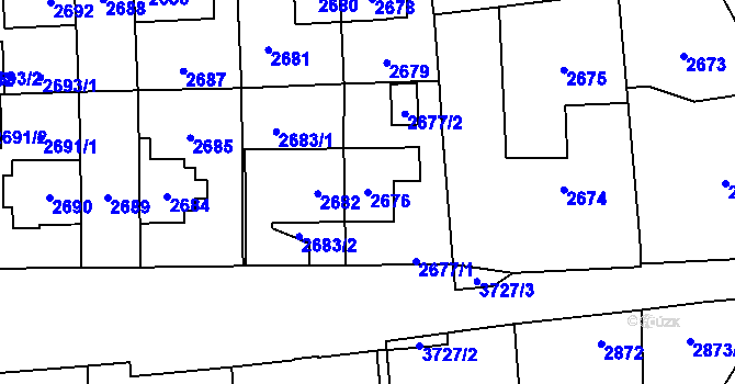 Parcela st. 2676 v KÚ Břevnov, Katastrální mapa