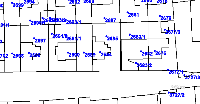 Parcela st. 2684 v KÚ Břevnov, Katastrální mapa