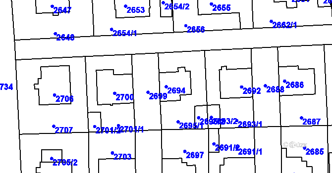 Parcela st. 2694 v KÚ Břevnov, Katastrální mapa