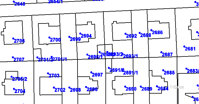 Parcela st. 2695/2 v KÚ Břevnov, Katastrální mapa
