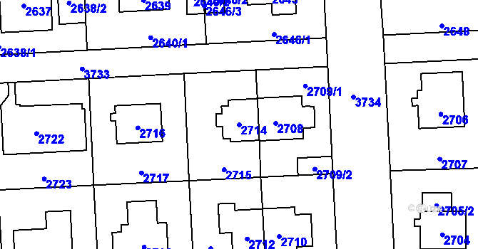 Parcela st. 2714 v KÚ Břevnov, Katastrální mapa