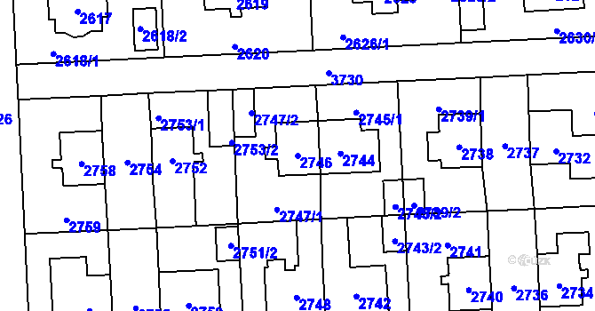 Parcela st. 2746 v KÚ Břevnov, Katastrální mapa