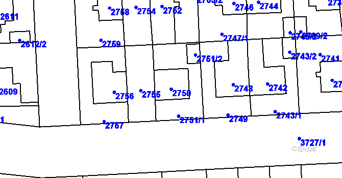Parcela st. 2750 v KÚ Břevnov, Katastrální mapa