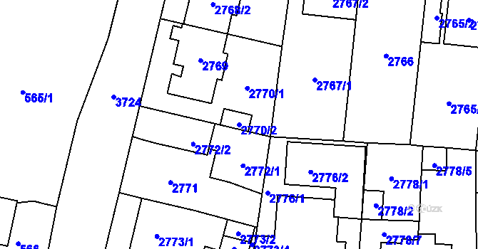 Parcela st. 2770/2 v KÚ Břevnov, Katastrální mapa