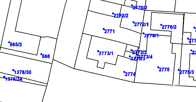 Parcela st. 2773/1 v KÚ Břevnov, Katastrální mapa