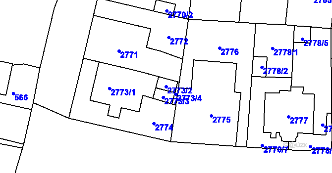 Parcela st. 2773/2 v KÚ Břevnov, Katastrální mapa