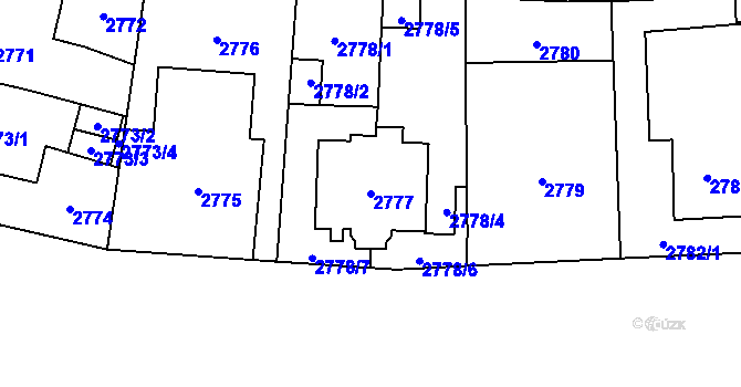 Parcela st. 2777 v KÚ Břevnov, Katastrální mapa