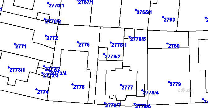 Parcela st. 2778/2 v KÚ Břevnov, Katastrální mapa