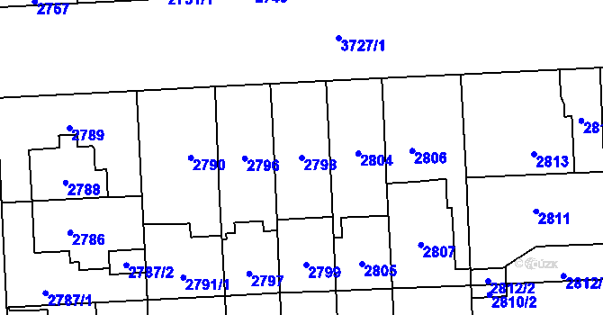 Parcela st. 2798 v KÚ Břevnov, Katastrální mapa