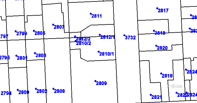 Parcela st. 2810/1 v KÚ Břevnov, Katastrální mapa