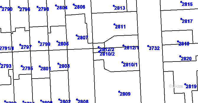 Parcela st. 2810/2 v KÚ Břevnov, Katastrální mapa