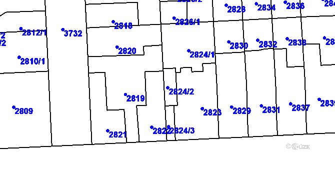 Parcela st. 2824/2 v KÚ Břevnov, Katastrální mapa