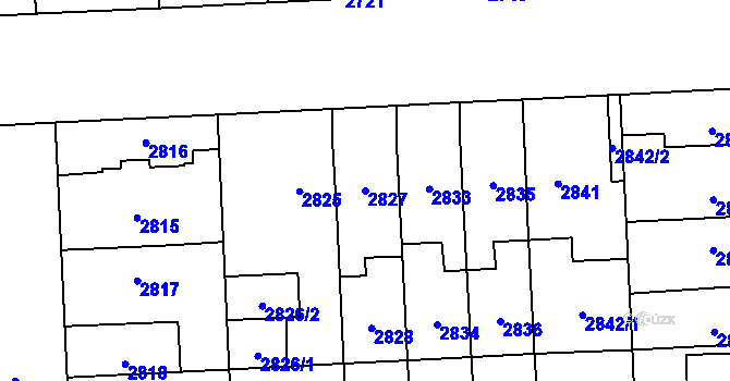 Parcela st. 2827 v KÚ Břevnov, Katastrální mapa
