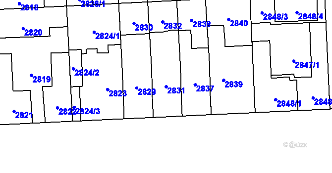 Parcela st. 2831 v KÚ Břevnov, Katastrální mapa