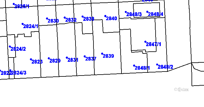 Parcela st. 2839 v KÚ Břevnov, Katastrální mapa
