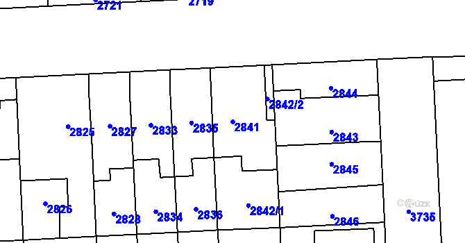 Parcela st. 2841 v KÚ Břevnov, Katastrální mapa