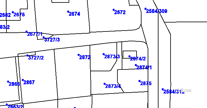 Parcela st. 2873/3 v KÚ Břevnov, Katastrální mapa