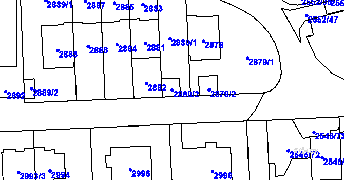 Parcela st. 2880/2 v KÚ Břevnov, Katastrální mapa