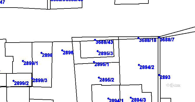 Parcela st. 2895/3 v KÚ Břevnov, Katastrální mapa