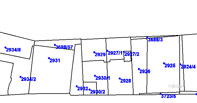 Parcela st. 2929 v KÚ Břevnov, Katastrální mapa