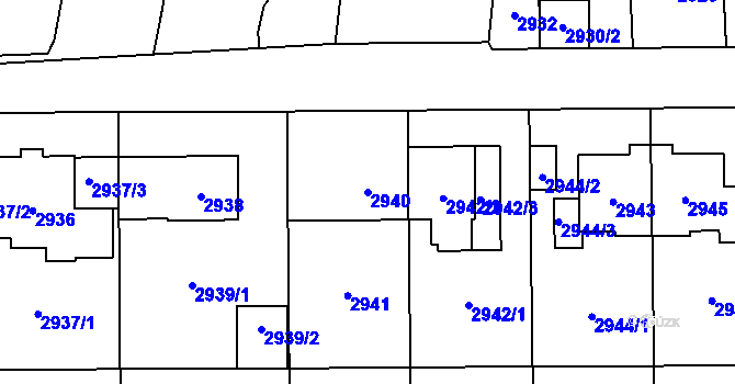 Parcela st. 2940 v KÚ Břevnov, Katastrální mapa