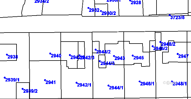 Parcela st. 2944/2 v KÚ Břevnov, Katastrální mapa
