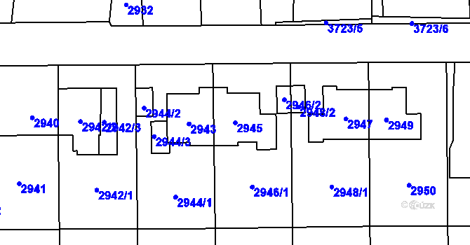 Parcela st. 2945 v KÚ Břevnov, Katastrální mapa