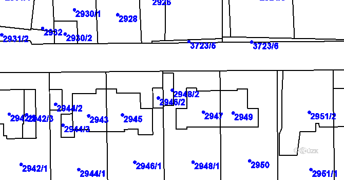 Parcela st. 2948/2 v KÚ Břevnov, Katastrální mapa