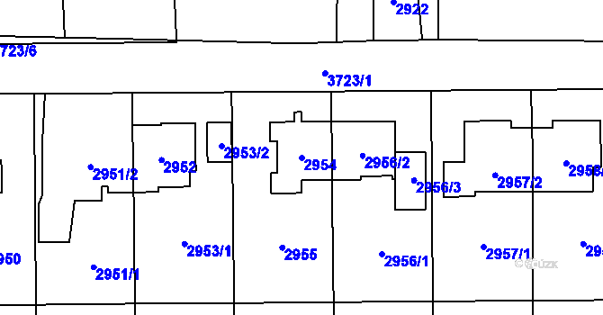 Parcela st. 2954 v KÚ Břevnov, Katastrální mapa