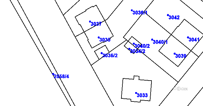Parcela st. 3036/2 v KÚ Břevnov, Katastrální mapa