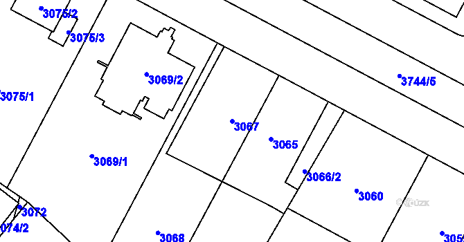 Parcela st. 3067 v KÚ Břevnov, Katastrální mapa