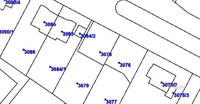 Parcela st. 3078 v KÚ Břevnov, Katastrální mapa