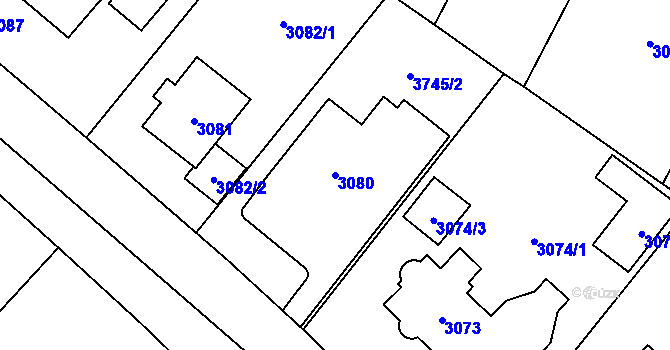Parcela st. 3080 v KÚ Břevnov, Katastrální mapa