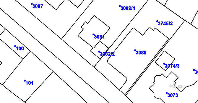Parcela st. 3082/2 v KÚ Břevnov, Katastrální mapa