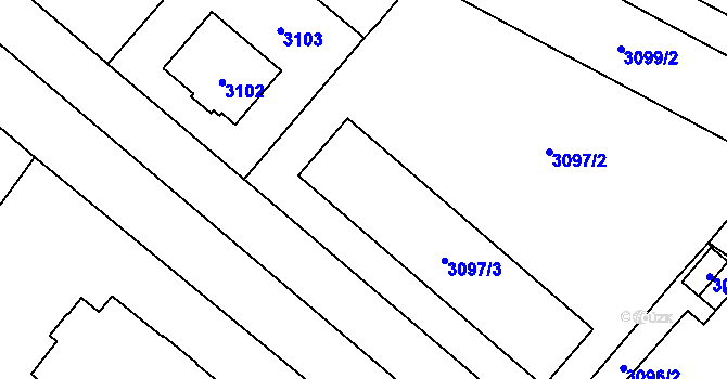 Parcela st. 3097/3 v KÚ Břevnov, Katastrální mapa