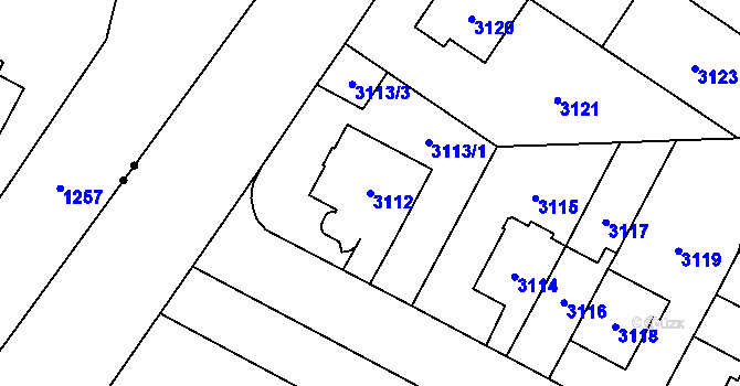 Parcela st. 3112 v KÚ Břevnov, Katastrální mapa