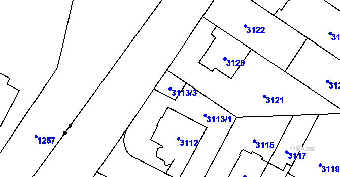 Parcela st. 3113/3 v KÚ Břevnov, Katastrální mapa