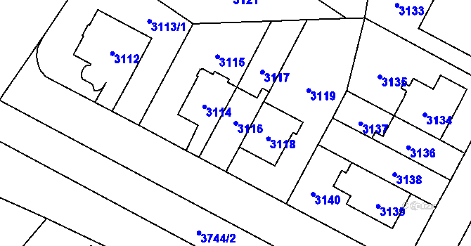 Parcela st. 3116 v KÚ Břevnov, Katastrální mapa