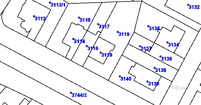 Parcela st. 3118 v KÚ Břevnov, Katastrální mapa