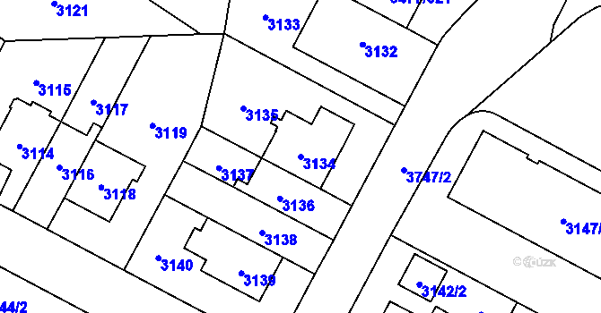 Parcela st. 3134 v KÚ Břevnov, Katastrální mapa