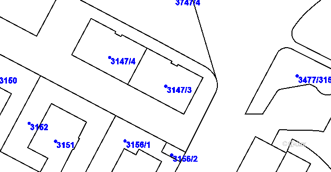 Parcela st. 3147/3 v KÚ Břevnov, Katastrální mapa