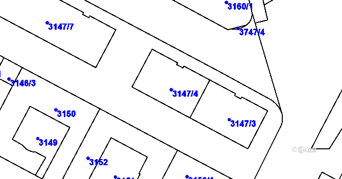 Parcela st. 3147/4 v KÚ Břevnov, Katastrální mapa
